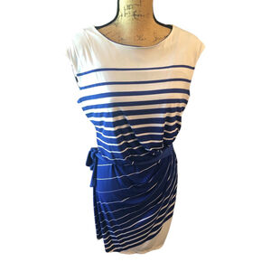 Madison Leigh Striped Dress Size 14 Blue White